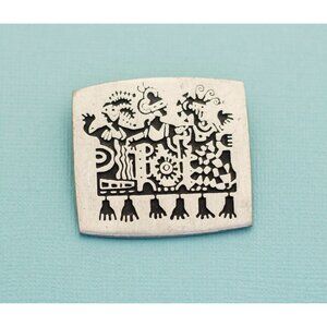 Vintage Silver Square Brooch E16